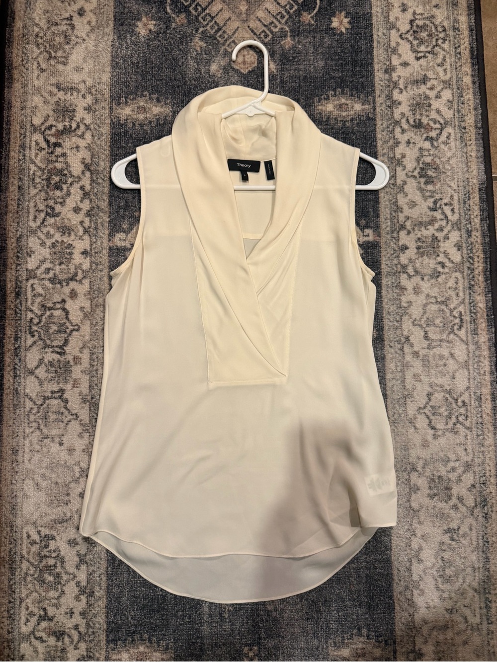 Theory Cream Sleeveless Draped-Neck Camisole